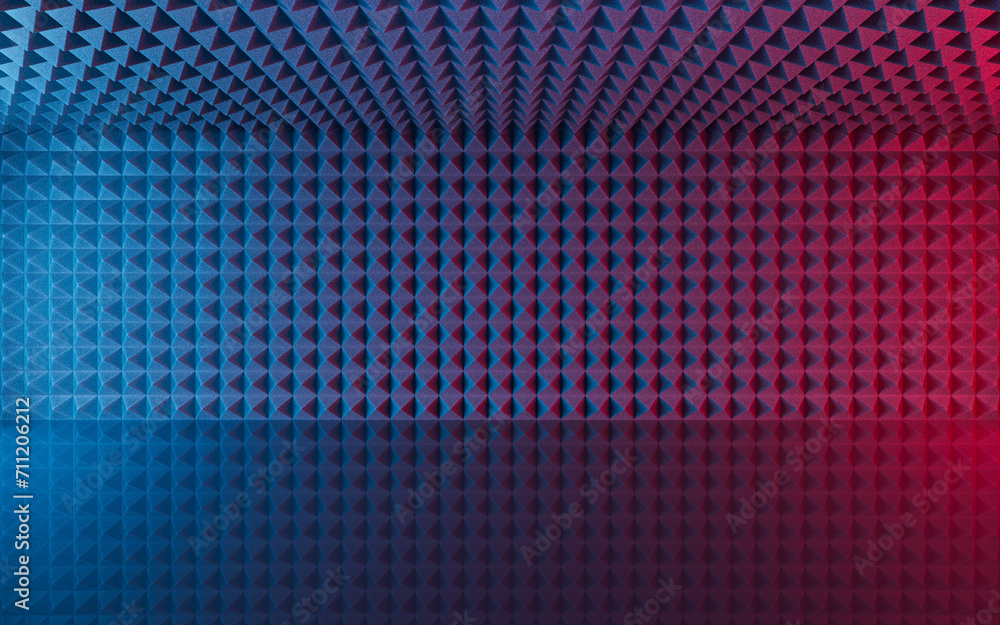 Dark room with triangle sound-absorbing cotton, 3d rendering. Dark room with triangle sound-absorbing cotton, 3d rendering.
