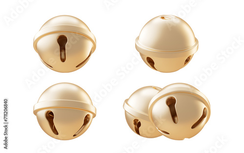 Golden round bells, 3d rendering.