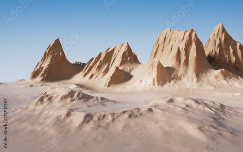 Landscape with mountains landform, 3d rendering.