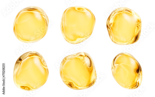 Golden liquid oil bubble elements, 3d rendering. photo