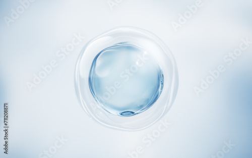 Transparent blue liquid bubble, 3d rendering. photo