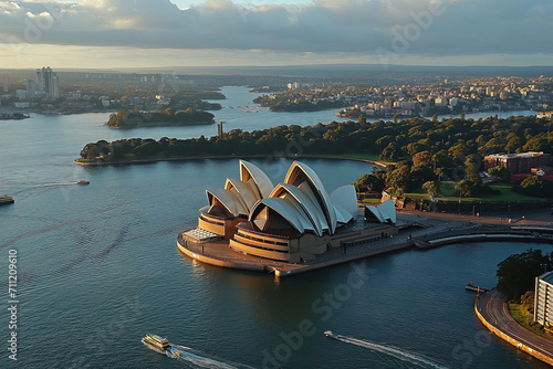 Sydney opera house in Australia, aerial view photo