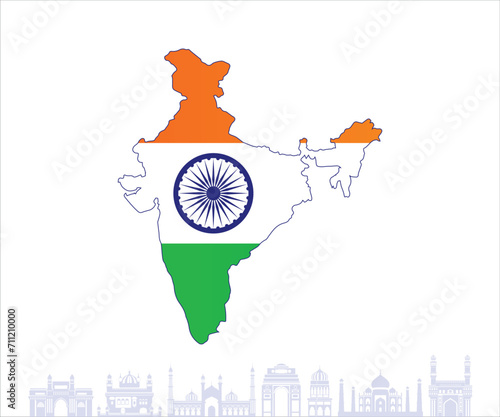 India vector illustration in india flag color.