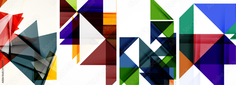 Set of colorful triangle poster cover template backgrounds. Vector illustration For Wallpaper, Banner, Background, Card, Book Illustration, landing page Set of colorful triangle poster cover template backgrounds. Vector illustration For Wallpaper, Banner, Background, Card, Book Illustration, landing page
