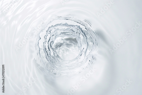 Water Surface Ripple Texture on Transparent Clear White Background, Water Splash Texture for Cosmetic Moisturizer Banner with Organic, Minimal Style and Copy Space photo