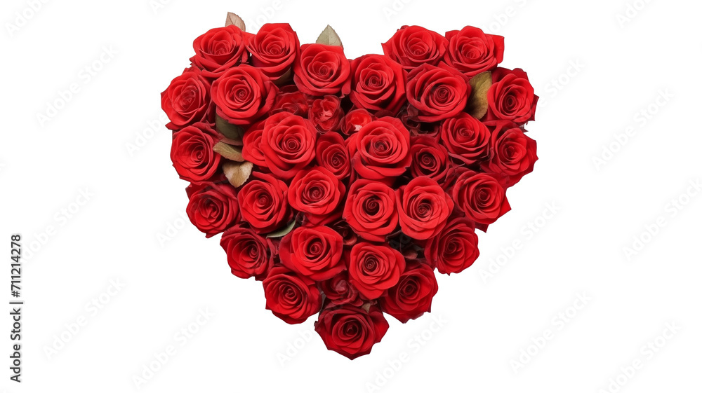 Valentine's Day design elements. Red Rose Flower shape of Heart, on transparent background, png Valentine's Day design elements. Red Rose Flower shape of Heart, on transparent background, png