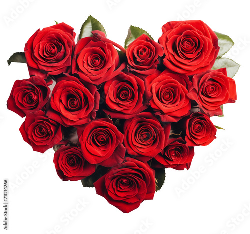 Valentine s Day design elements.  Red Rose Flower shape of Heart  on transparent background  png