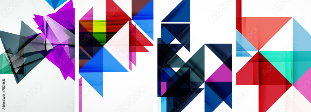 Set of colorful triangle poster cover template backgrounds. Vector illustration For Wallpaper, Banner, Background, Card, Book Illustration, landing page Set of colorful triangle poster cover template backgrounds. Vector illustration For Wallpaper, Banner, Background, Card, Book Illustration, landing page
