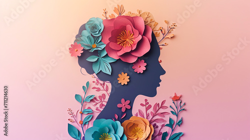 International Women's Day hand crafted paper cutout art background
