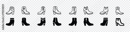  Cowgirl Boot icon, Cowboy boot vector icon, Mexican boots glyph icon. Cowgirls boots icon, a cowboy boot icon set