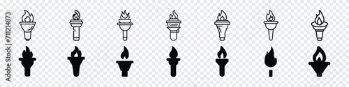 Torch flame icon, Flaming torch concept sports or freedom logo icons, Torch icon, fire torch icon. Torch logo design. Torch outline icons