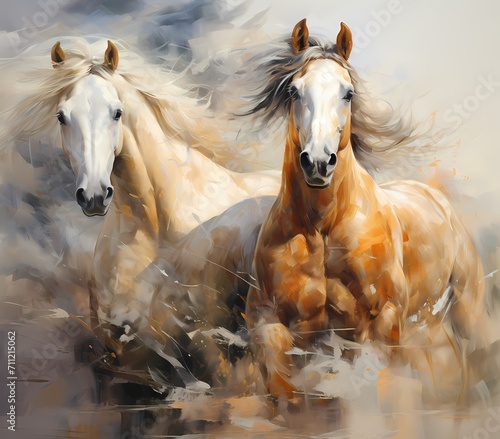 classic Horses Abstract Painting suitable for Wall Art , Large Living Room Art,