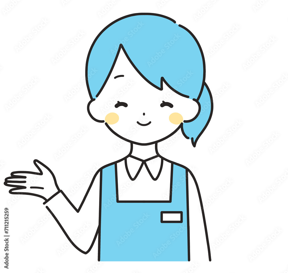 水色|案内する女性店員|右手 水色|案内する女性店員|右手