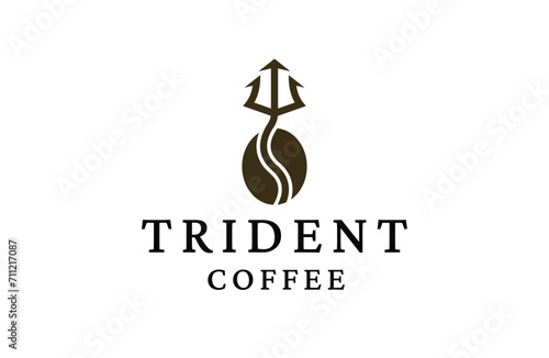Trident coffee bean logo icon design template photo