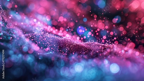 A mix of neon pink and purple particles creating a dreamy and ethereal atmosphere