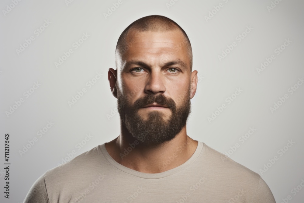 Portrait of a handsome man with a beard on a gray background Portrait of a handsome man with a beard on a gray background