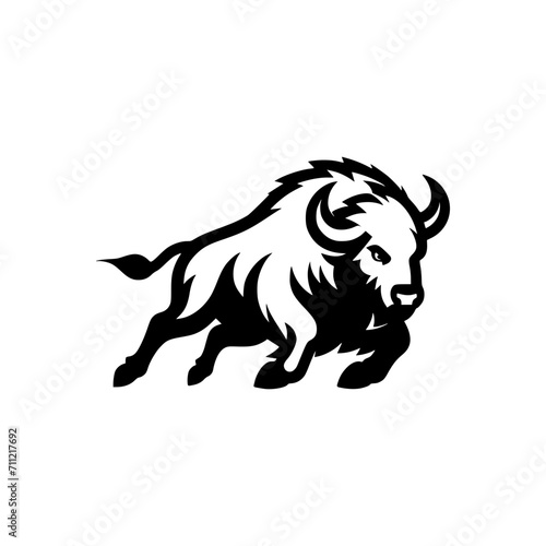 Professional Vector Logo of a Charging Buffalo. Powerful Symbol of Strength and Resilience for Corporate Branding, Financial Services, and Marketing. Striking and Versatile logo on a white Background.
