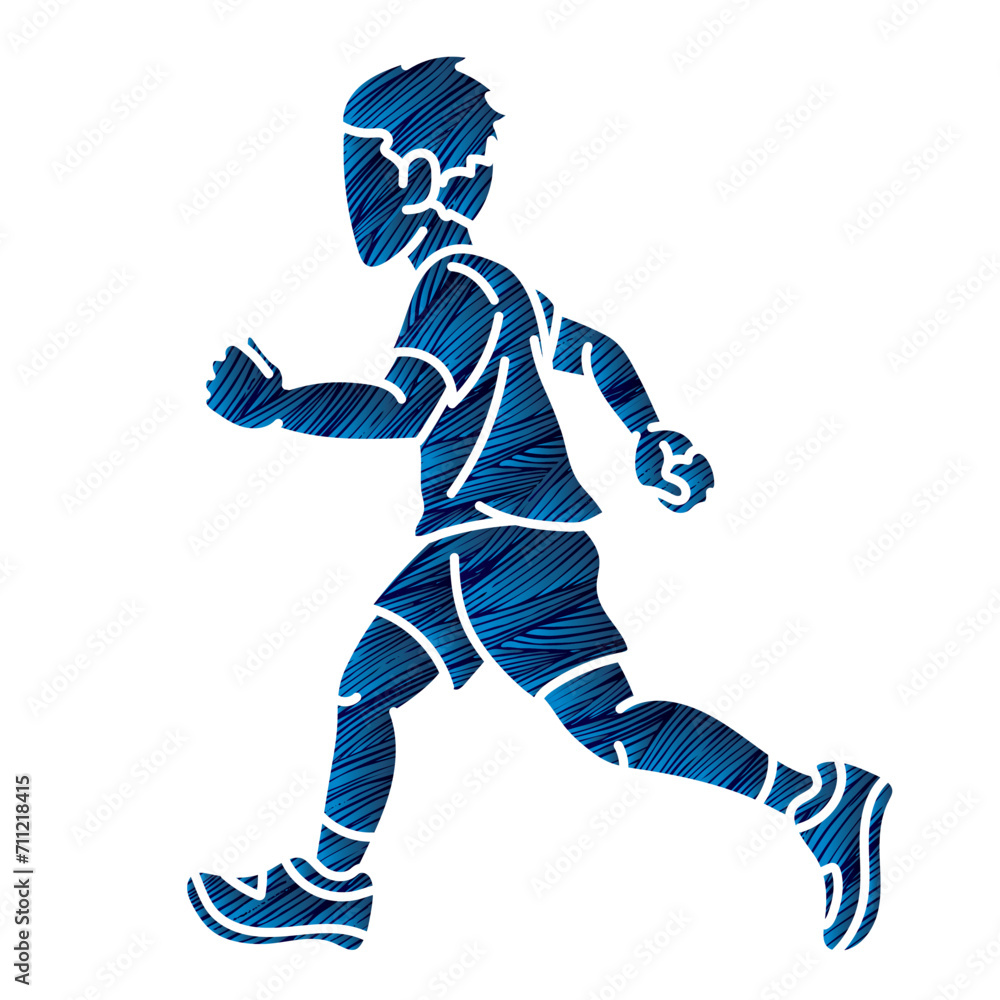 A Boy Start Running Action Jogging A Child Movement Cartoon Sport Graphic Vector