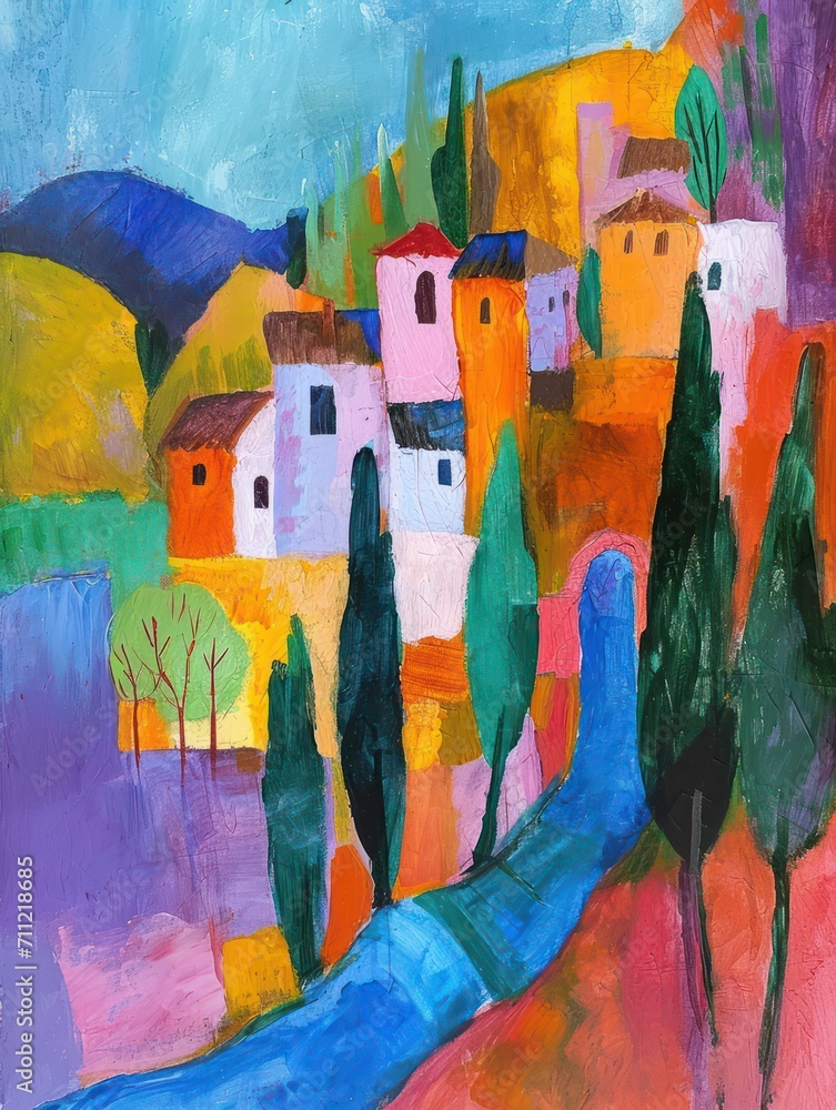 abstract landscape painting, with its vibrant and bold color palette, is a perfect choice for wall decoration, printed products, or wallpaper—a visual feast for lovers of art abstract landscape painting, with its vibrant and bold color palette, is a perfect choice for wall decoration, printed products, or wallpaper—a visual feast for lovers of art