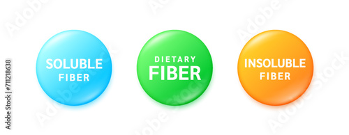 Dietary fiber drop water green orange blue. Fiber soluble insoluble from natural fruit vegetable. Nutrients essential intestine. lowers cholesterol improves blood sugars prevents constipation. Vector.