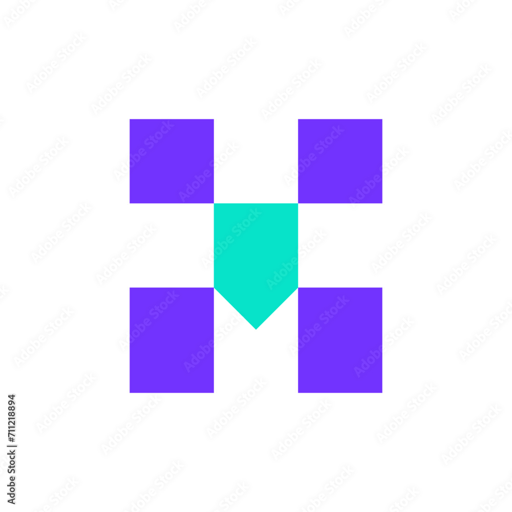 Letter H shield modern abstract logo