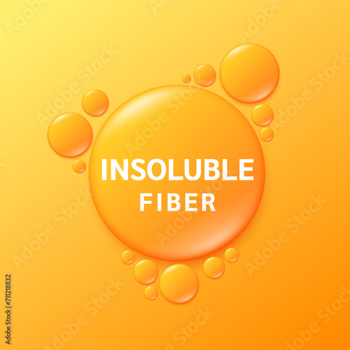Insoluble fiber. Drop water orange fructo oligosaccharides prebiotic from natural fruit vegetable. Nutrients essential intestine. lowers cholesterol improves blood sugars prevents constipation. Vector photo