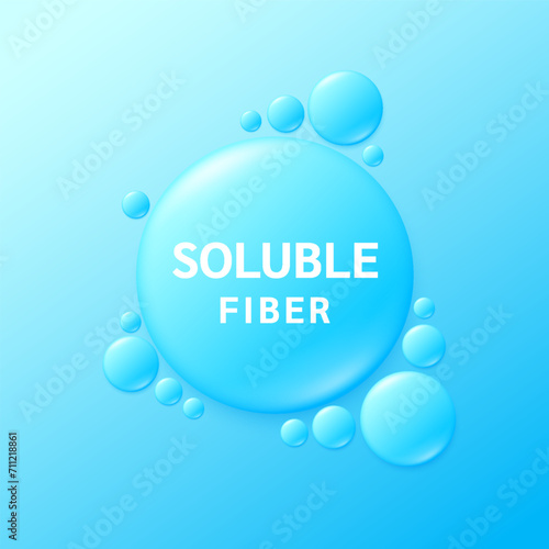 Soluble fiber. Drop water blue fructo oligosaccharides prebiotic from natural fruit vegetable. Nutrients essential intestine. lowers cholesterol improves blood sugars prevents constipation. Vector