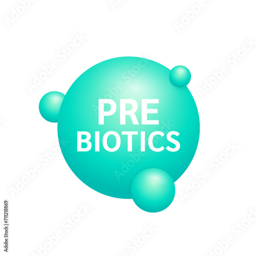 Prebiotics green from natural fruits vegetables. Good bacterial flora for stomach and intestine. Create balance for the gut. Health care nutrition. Vector.