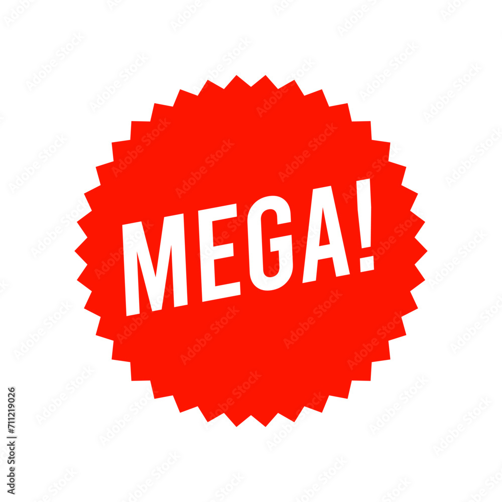 Mega offer label. Red template on white background. Vector illustration Mega offer label. Red template on white background. Vector illustration