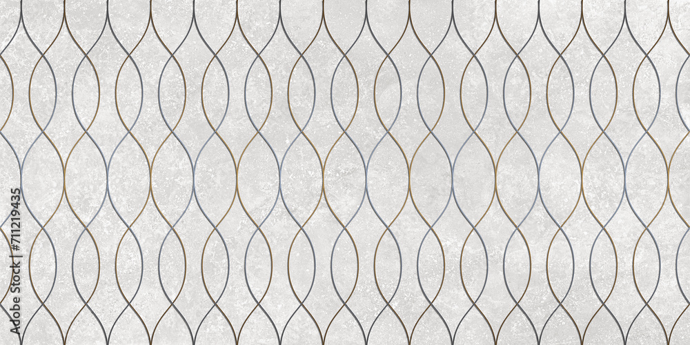 Fototapeta premium Blue and Brown waves pattern seamless ceramic tiles design, Creative wavy texture pattern, Use for interiors and flooring concept, Grey background with embossed veins