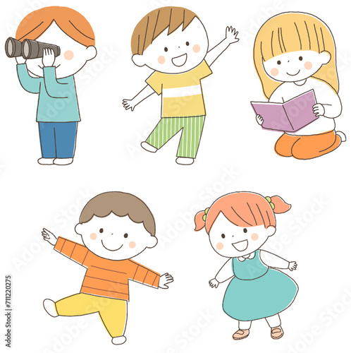 かわいい子供の手描きセット