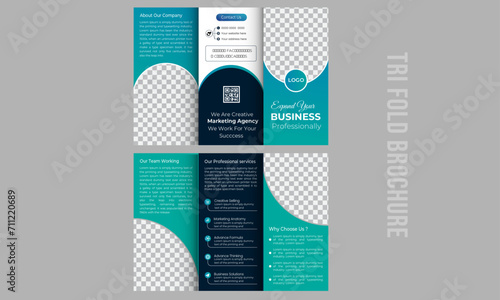 Modern and clean  business trifold brochure template layout design