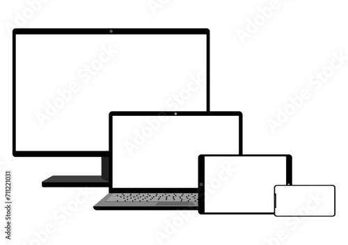 スマートフォンとパソコンとタブレットと液晶モニター