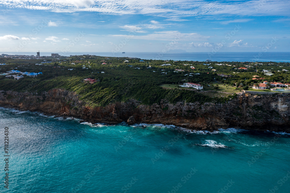 aerial view of cliffs in terres basses st martin