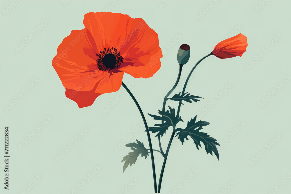 Summer spring blossom floral flowers red poppy blooming plant nature - obrazy, fototapety, plakaty 