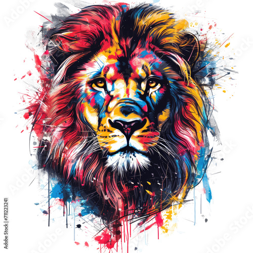 t-shirt illustration design watercolor lion  Transparent background. Ai generated Images