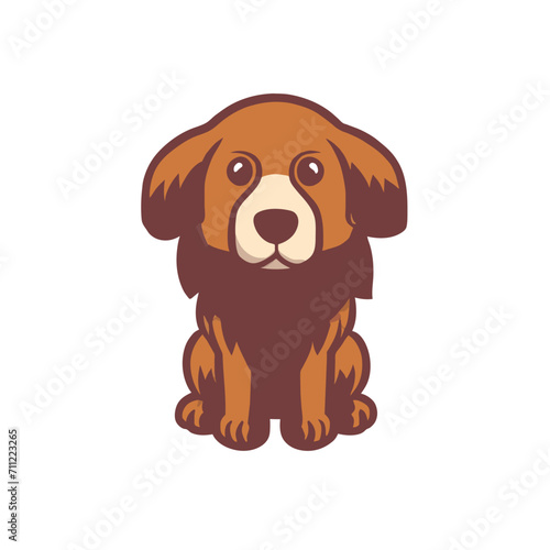 Cute dog line icon on white background. Vector illustration. 