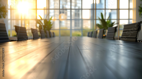Blurred office space. Abstract bokeh office desk for meeting  interior room  background for design.