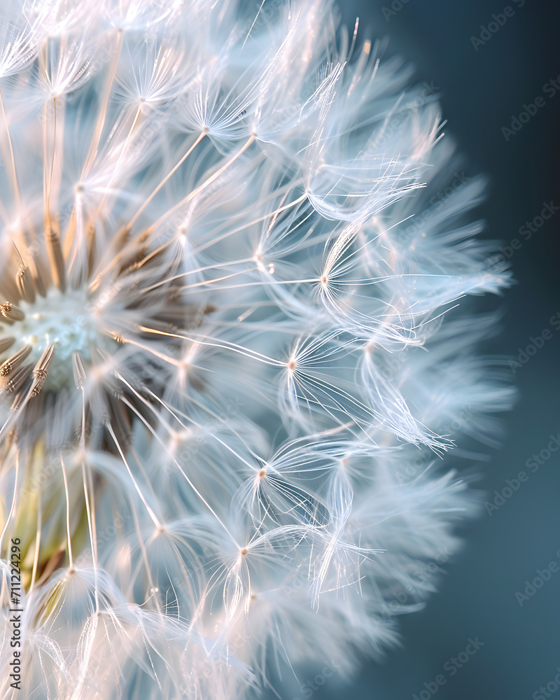 Naklejka premium Close up Dandelion seeds with soft focus. background, wallpaper.
