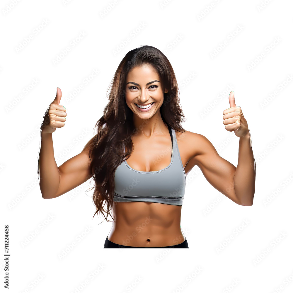 Smiling_WomanIndia_fitness_and_thumbs_up_to_health_ Smiling_WomanIndia_fitness_and_thumbs_up_to_health_