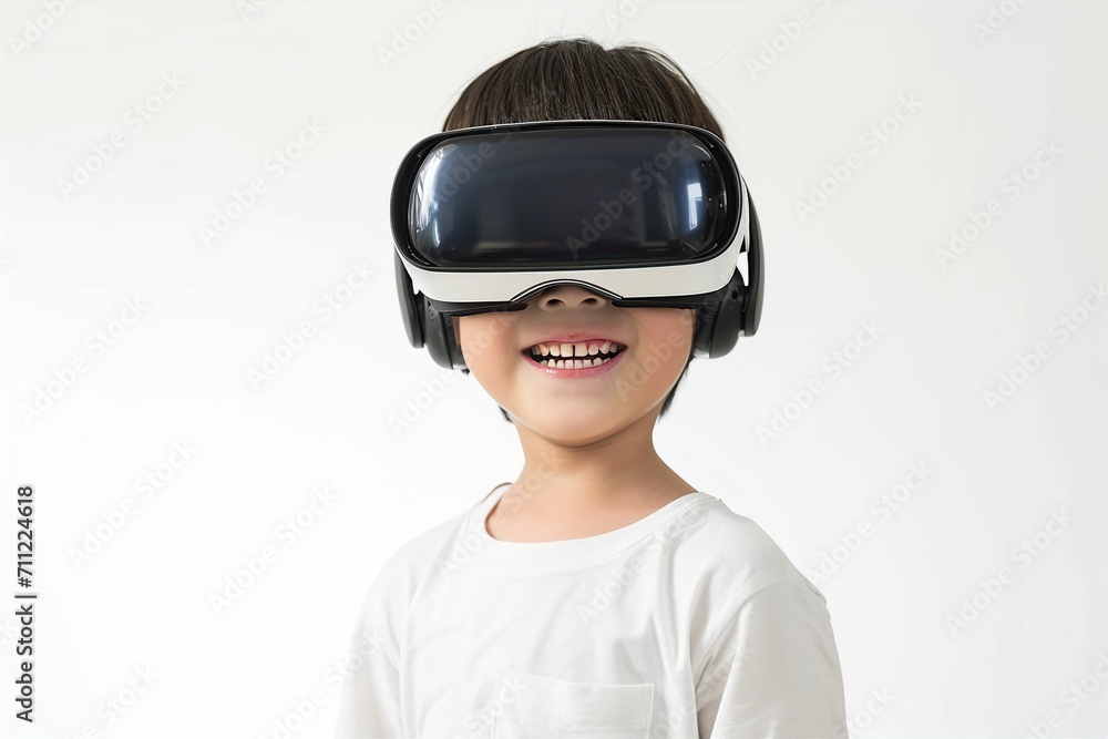 VRゴーグルをつけた日本人の子供のメタバースイメージ(メタバース・VR・バーチャルリアリティ・教育) VRゴーグルをつけた日本人の子供のメタバースイメージ(メタバース・VR・バーチャルリアリティ・教育)