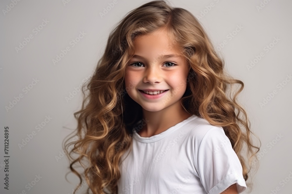 Portrait of a cute little girl with long wavy hair. Portrait of a cute little girl with long wavy hair.