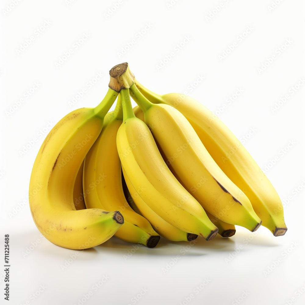 Bunch of bananas isolated on white background, organic, organic fruit with nutritional value, Generative Ai