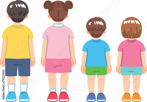 子供の後ろ姿のイラスト素材