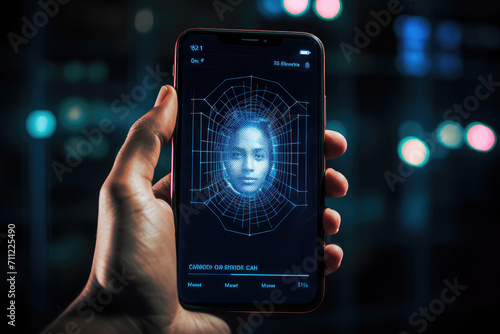 Innovative facial recognition for authentication and security, a mobile technology advancement ensuring data protection and privacy.