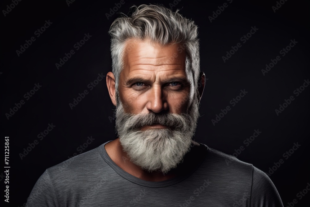Portrait of a handsome mature man with gray beard and mustache. Portrait of a handsome mature man with gray beard and mustache.