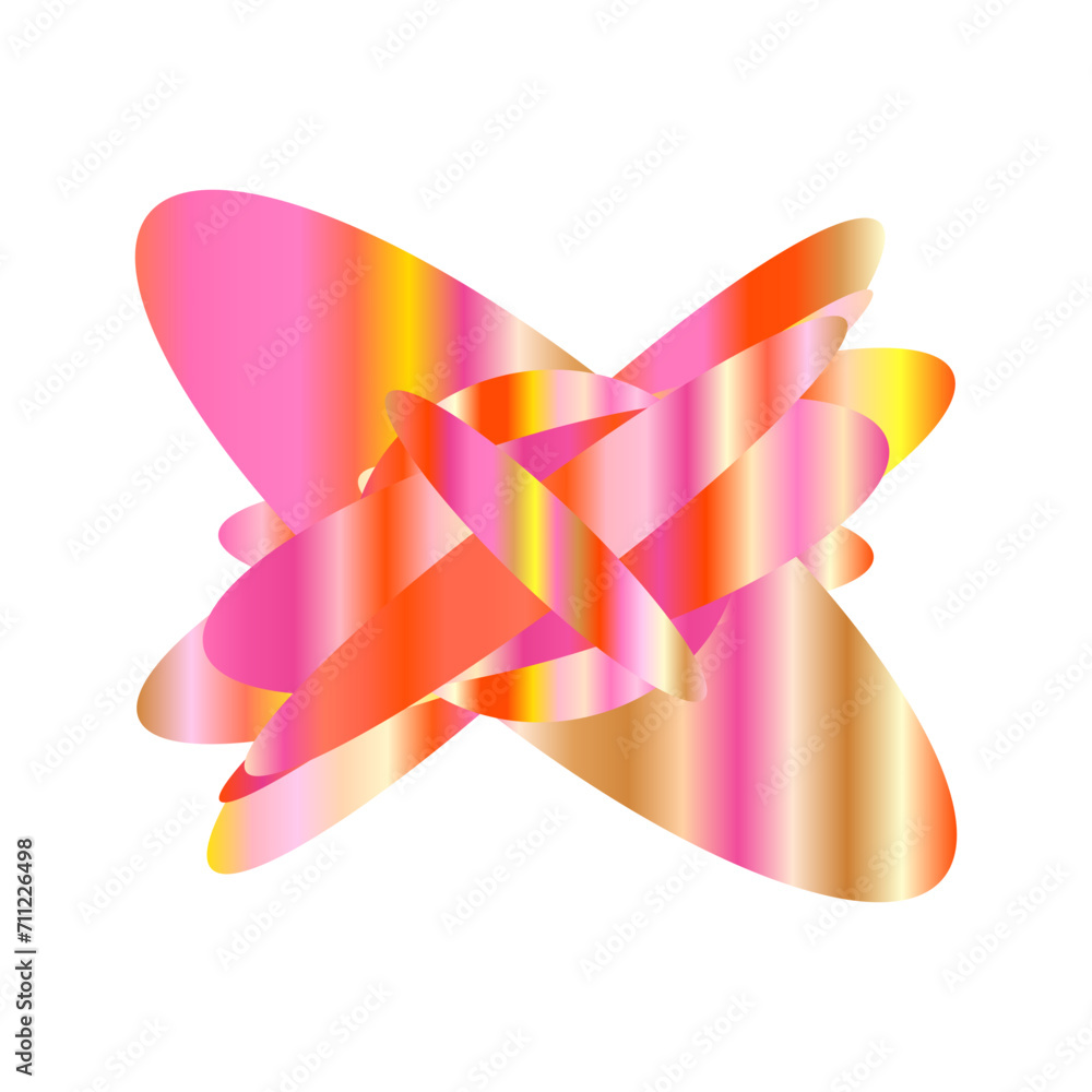 An abstract cut out transparent iridescent oval gradient shape pattern design element.