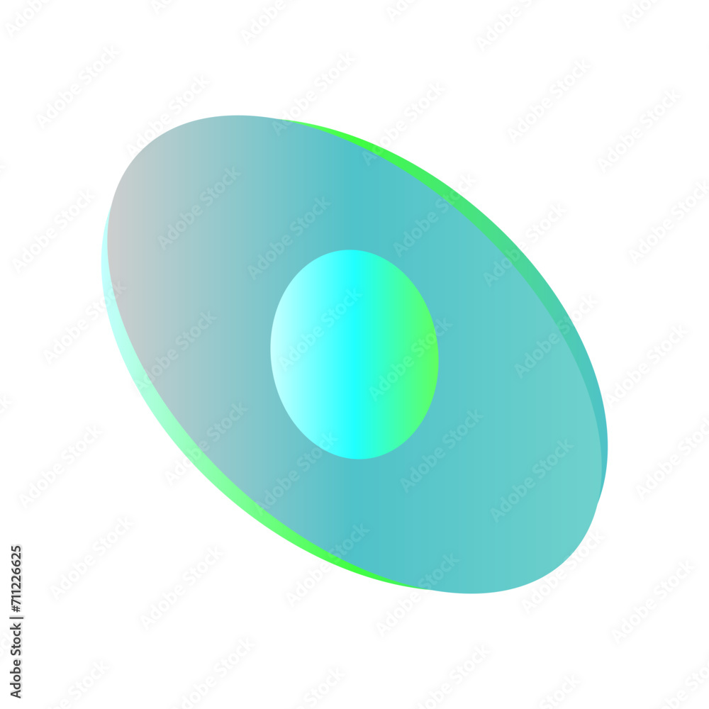 An abstract cut out transparent iridescent oval gradient shape pattern design element.