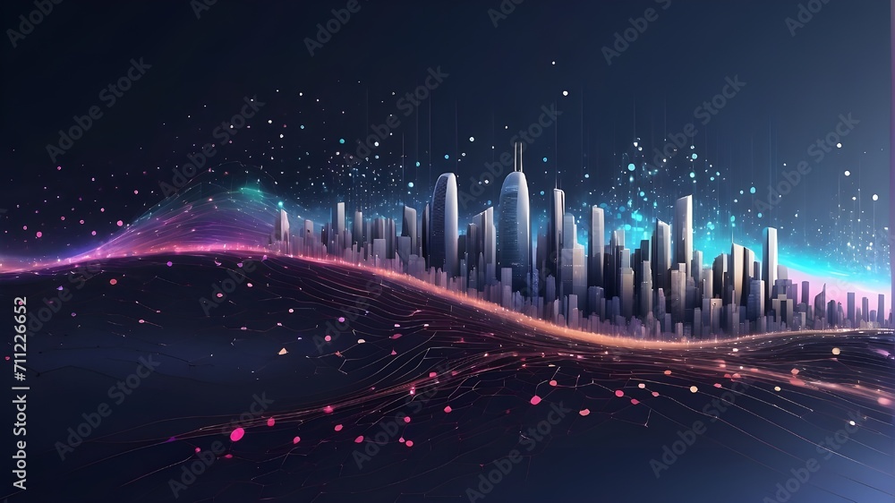 abstract light background,Big data flow in cyberspace. blockchain fields for data. Network line connect stream. AI technology concept, digital communication, scientific study, and three-dimensional re - obrazy, fototapety, plakaty 