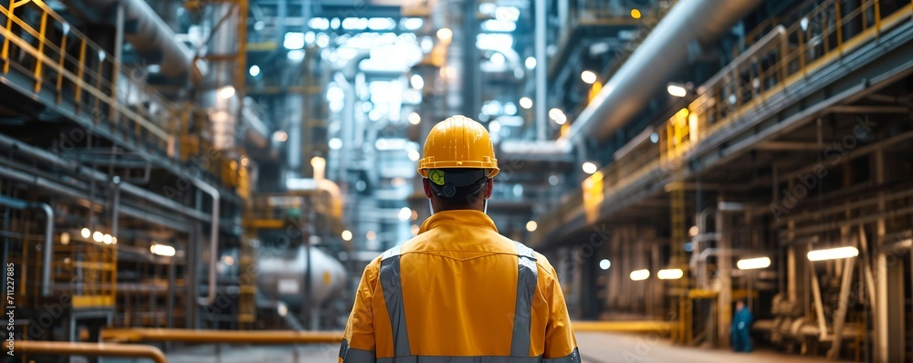 Explore the oil and gas industrial scene as a worker in safety attire exemplifies the synergy of technology, safety, environment, and industrial work concepts. Generative Ai Explore the oil and gas industrial scene as a worker in safety attire exemplifies the synergy of technology, safety, environment, and industrial work concepts. Generative Ai